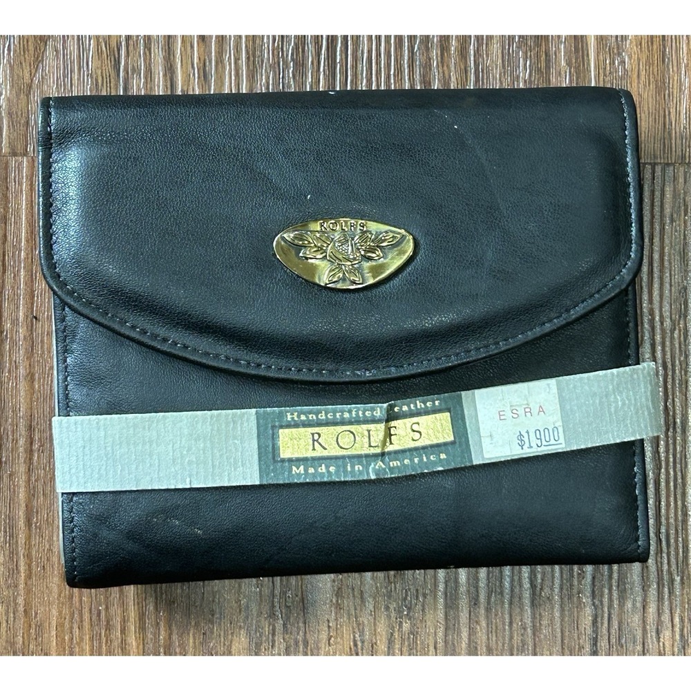 Vintage ROLFS Leather Wallet Made in‎ USA Cowhide Handcrafted Credit Card NEW